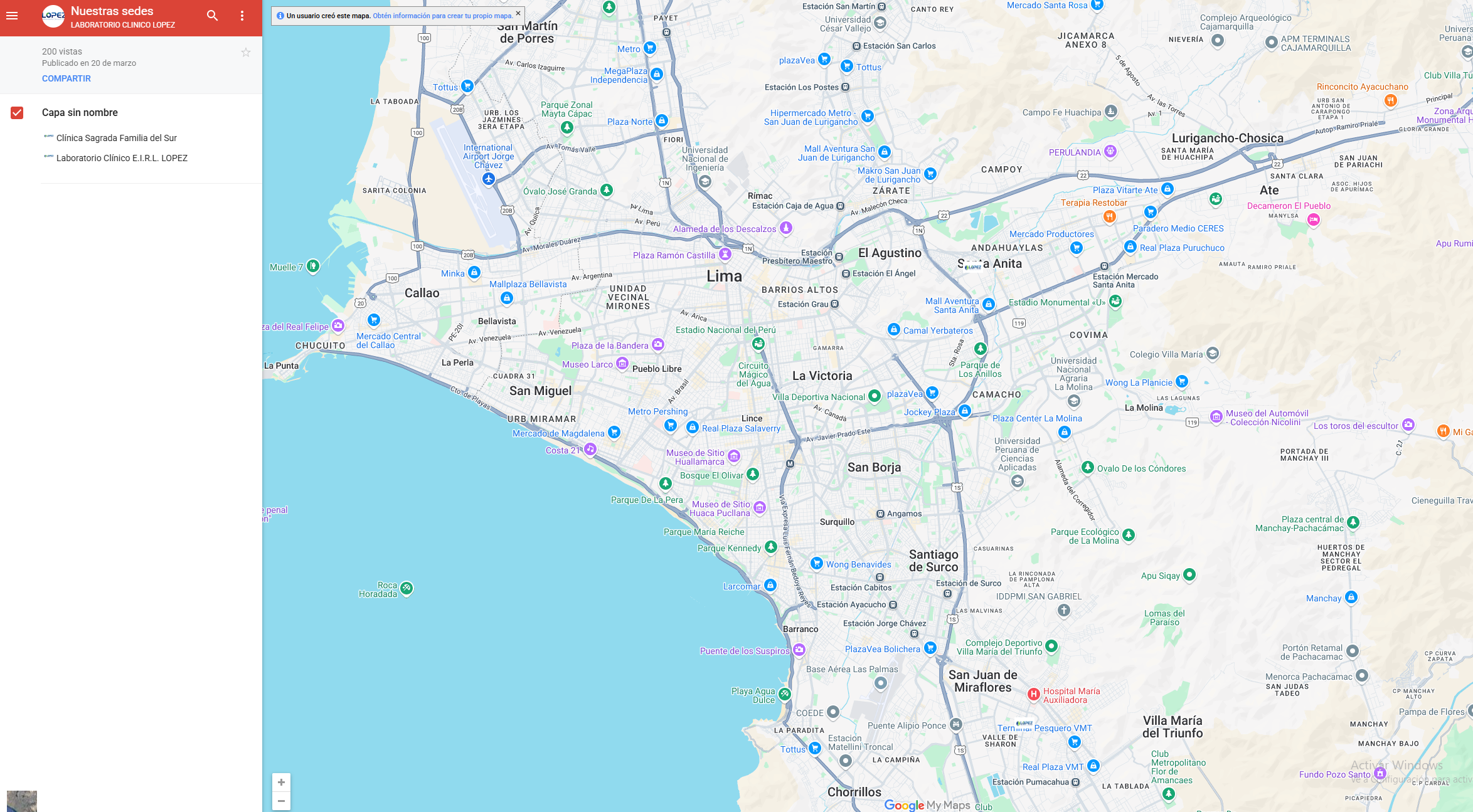 Mapa de sedes
